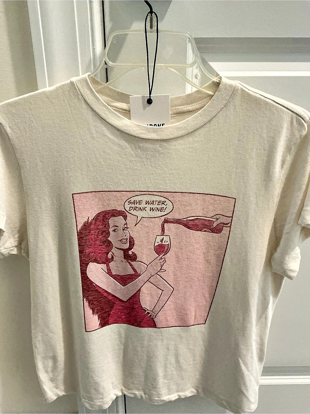 RE/DONE Classic Tee Drink Wine Graphic Short Sleeve Tee in AgedWhite Size Small